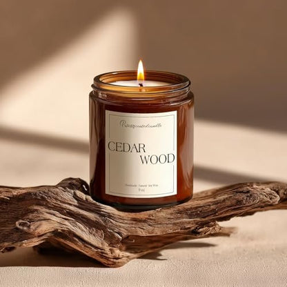 Putart Zedernholz-Kerzen für Zuhause Duftend, Natürliche Soja-Aromatherapie, Ungiftige Kerzen mit Langanhaltendem Duft & Sauberem Abbrand, Luxus-Glas-Kerzen Geschenk für Frauen, Männer, Wohnkultur 9 Unzen