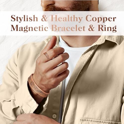 Mahnco Kupferarmband für Männer & Frauen, 12-fache Stärke Magnetarmband & Lymphdrainage-Ring für Herren, 100% massives reines Kupfer Schmuck Geschenk