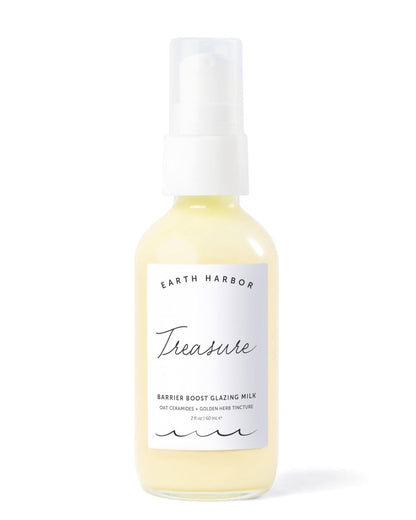 Earth Harbor Treasure Barrier Boost Glazing Milk – Vegane Essenz-Feuchtigkeitscreme für empfindliche, trockene & zu Akne neigende Haut – Hafer-Ceramide & Sanddorn – Hydratisiert, beruhigt & repariert die Hautbarriere – 60 ml