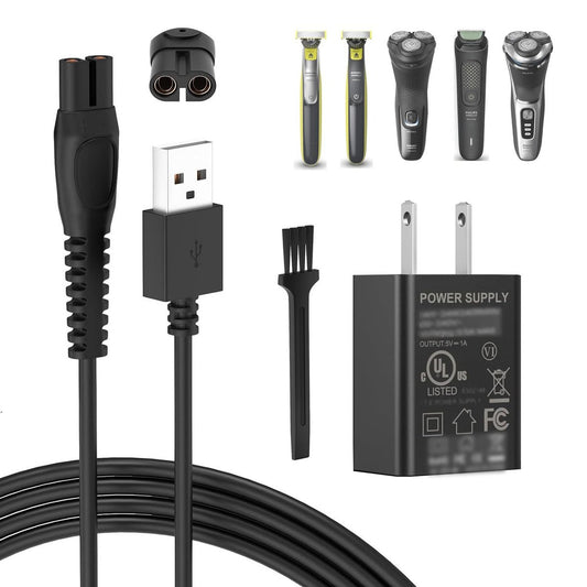 5V UL-Ladegerät für Philips Norelco OneBlade 360 2000 Serie QP2724 X3001 X3052, Ersatzkabel für QP2834 MG3919 MG7910 MG9525 QP6542 MG5910 3000 5000 7000 9000 i9000 Serie Rasierer