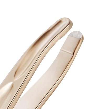 NILIYA Pinzette für Herren – Professionelle Rundspitzpinzette für Kinnhaare mit Etui aus Leder (Hellgold)