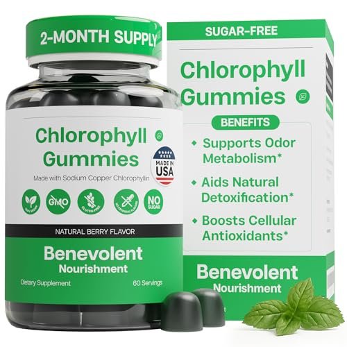 Benevolent Nourishment Chlorophyll Gummies – Detox, Immununterstützung & innerer Deodorant, 60 Stück