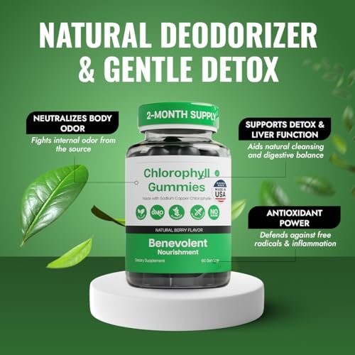 Benevolent Nourishment Chlorophyll Gummies – Detox, Immununterstützung & innerer Deodorant, 60 Stück