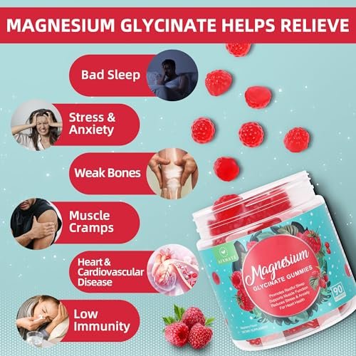 AFXMATE Magnesium Glycinat Gummis 400 mg – 90 Stück, Zuckerfrei, mit Glycinat & Malat, L-Theanin, Ashwagandha, Zink, Vitamin B6 & D3 – Unterstützt Entspannung & Schlaf