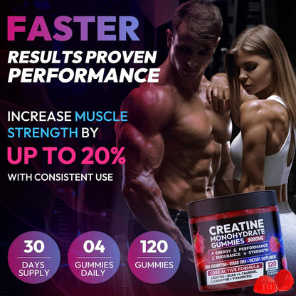 Cytona Creatine Gummies Monohydrate Komplex – Pre-Workout für Männer & Frauen, mit L-Taurin, BCAA 2:1, B12/B6 für Muskelunterstützung, Kraftsteigerung, Energie-Boost – 120 Stück