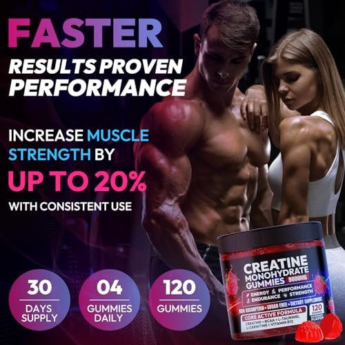 Cytona Creatine Gummies Monohydrate Komplex – Pre-Workout für Männer & Frauen, mit L-Taurin, BCAA 2:1, B12/B6 für Muskelunterstützung, Kraftsteigerung, Energie-Boost – 120 Stück