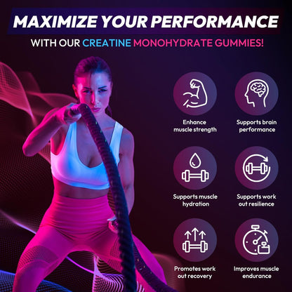 Cytona Creatine Gummies Monohydrate Komplex – Pre-Workout für Männer & Frauen, mit L-Taurin, BCAA 2:1, B12/B6 für Muskelunterstützung, Kraftsteigerung, Energie-Boost – 120 Stück