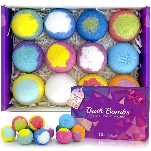 Badebomben für Frauen Geschenkset 12er-Pack Natürliche entspannende Badebomben für Sie, Aromatherapie-Schaumbad & Brause, handgemachte Geburtstags-Muttertagsgeschenke für Frauen, Mutter, Ehefrau, Teenager, Freundin, Kinder