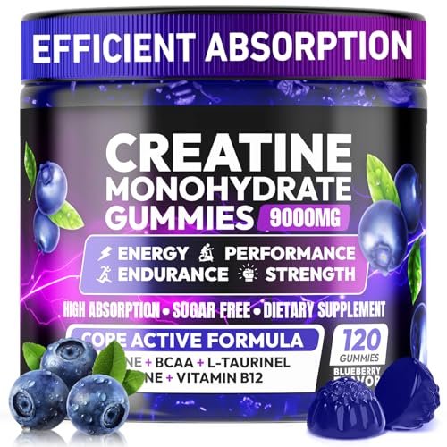 Cytona Creatine Gummies Monohydrat-Komplex für Männer & Frauen – Zuckerfreie, vegane Creatine Gummies zur Steigerung von Muskelkraft, Erholung, kognitiver Gesundheit und Gedächtnis – 120 Blaubeer-Gummis