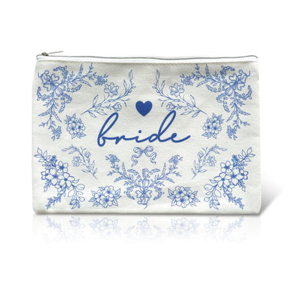 LADY&HOME Braut Make-up Tasche Blau – Hochzeitsgeschenk für Brautjungfern & Verlobung