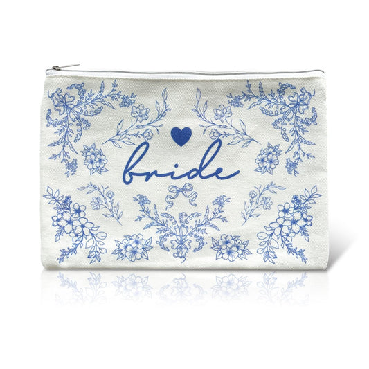 LADY&HOME Braut Make-up Tasche Blau – Hochzeitsgeschenk für Brautjungfern & Verlobung