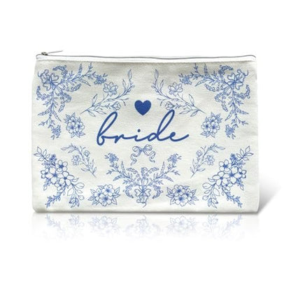 LADY&HOME Braut Make-up Tasche Blau – Hochzeitsgeschenk für Brautjungfern & Verlobung