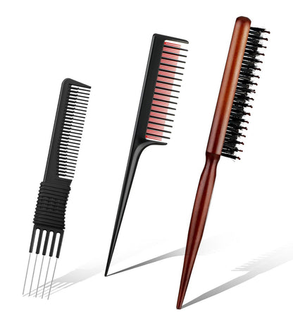 Teasing Combs für Frauen, 3 Stück Haar-Toupierkamm, Teaser-Kamm für feines Haar, Slick Back, Volumen, Backcombing