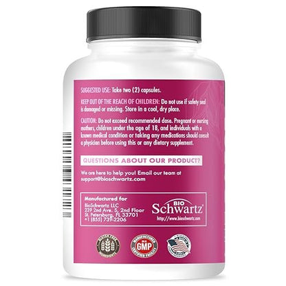 BioSchwartz Biotin Collagen Keratin Supplement – Haar-Vitamine für Frauen – 10.000 mcg Biotin mit Hyaluronsäure & B-Komplex – 60 Kapseln, nicht-GMO – Schönheitsergänzung für Haar und Nägel