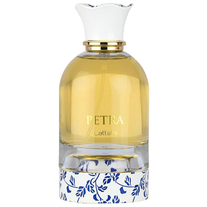 Lattafa Petra Eau de Parfum – Fruchtig, Gourmand, Blumig, Moschus – Langanhaltender Duft für Unisex, 100 ml