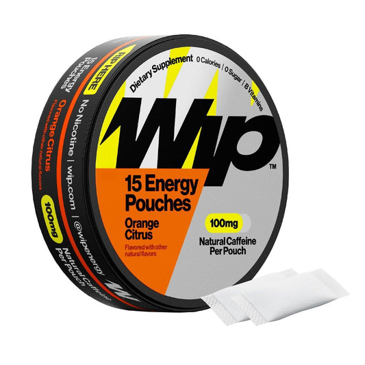 Wip Energy Pouches | 100 mg Natürliches Koffein | Vitamine & Mineralien | Orange Citrus | 15 Beutel pro Dose | 1 Dose