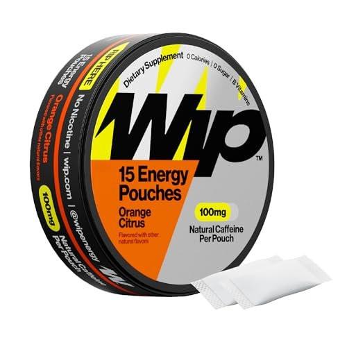 Wip Energy Pouches | 100 mg Natürliches Koffein | Vitamine & Mineralien | Orange Citrus | 15 Beutel pro Dose | 1 Dose