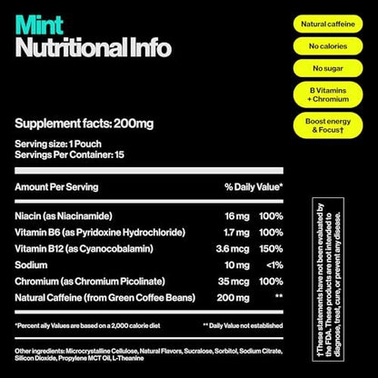 Wip Energy Pouches 200mg Koffein | Vitamine & Mineralien | 4er Pack Assorted: Sauerkirsche, Minze, Orange-Zitrus, Erdbeer-Kiwi (60 Beutel)