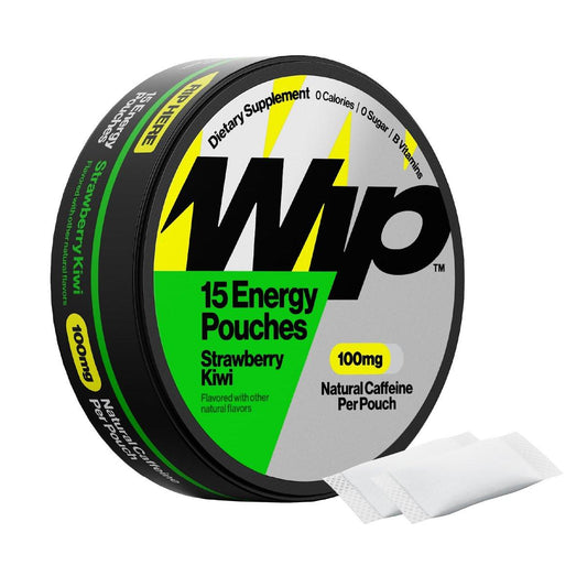 Wip Energy Pouches | 100 mg natürliches Koffein | Vitamine & Mineralien | Erdbeer-Kiwi | 15 Portionsbeutel pro Dose | 1 Dose