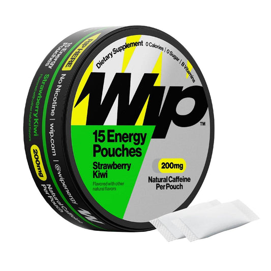 Wip Energy Pouches | 200 mg natürliches Koffein | Vitamine und Mineralien | Erdbeer-Kiwi | 15 Beutel pro Dose | 1 Dose