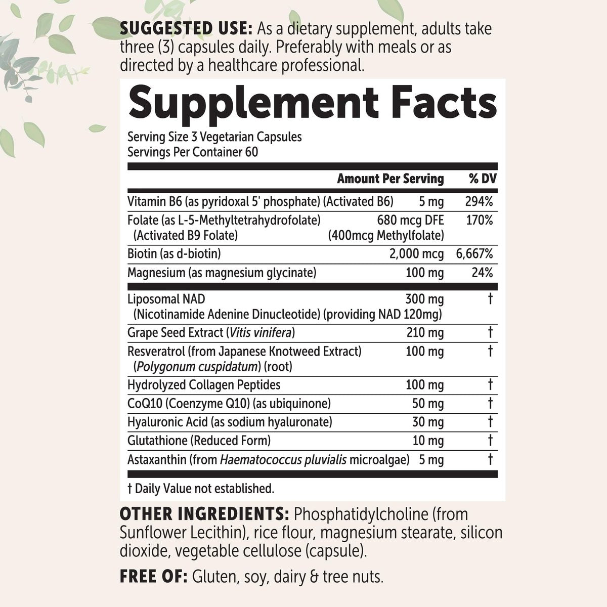 Micro Ingredients Liposomales NAD+ für Frauen Komplex, 180 vegane Kapseln | NMN-Pathway-Ergänzung | 12-in-1 Fortschrittliche NAD-Formel mit Resveratrol, Hyaluronsäure, Glutathion und Kollagen