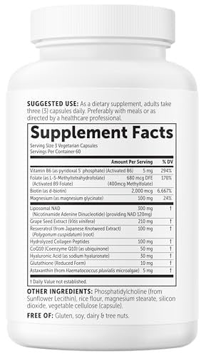 Micro Ingredients Liposomales NAD+ für Frauen Komplex, 180 vegane Kapseln | NMN-Pathway-Ergänzung | 12-in-1 Fortschrittliche NAD-Formel mit Resveratrol, Hyaluronsäure, Glutathion und Kollagen