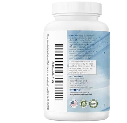 Micro Ingredients Reines methyliertes Multivitamin für Männer, 240 Kapseln | 30 essentielle Nährstoffe mit aktiviertem B-Komplex & Methylfolat + Sägepalme, Ginseng, Maca, Lycopin, Vitamin D3 & Zink