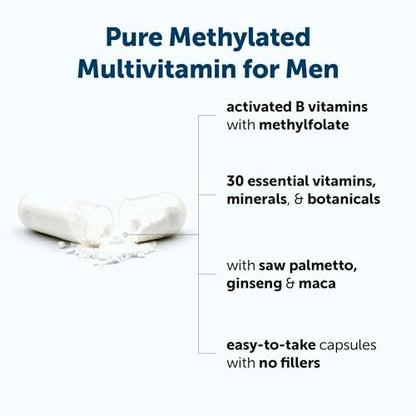 Micro Ingredients Reines methyliertes Multivitamin für Männer, 240 Kapseln | 30 essentielle Nährstoffe mit aktiviertem B-Komplex & Methylfolat + Sägepalme, Ginseng, Maca, Lycopin, Vitamin D3 & Zink