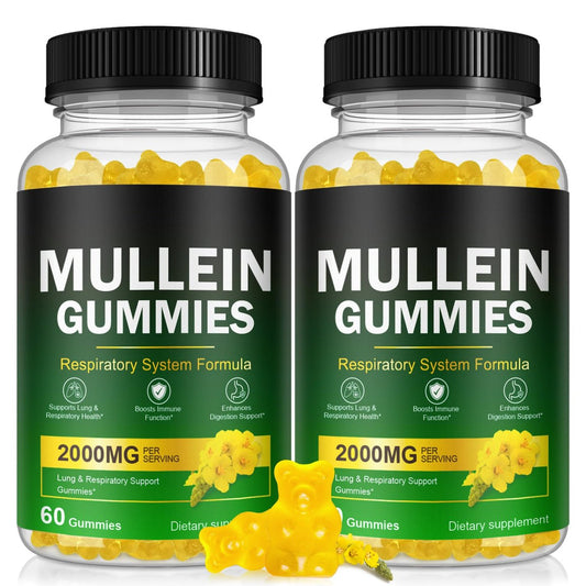 Ruduwu Mullein Gummies für Lung Detox – 2000mg Mullein Blattextrakt mit Quercetin, Bromelain, Holunder & Eibisch – vegan, 120 Gummies
