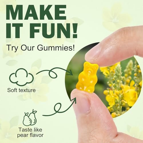 Ruduwu Mullein Gummies für Lung Detox – 2000mg Mullein Blattextrakt mit Quercetin, Bromelain, Holunder & Eibisch – vegan, 120 Gummies