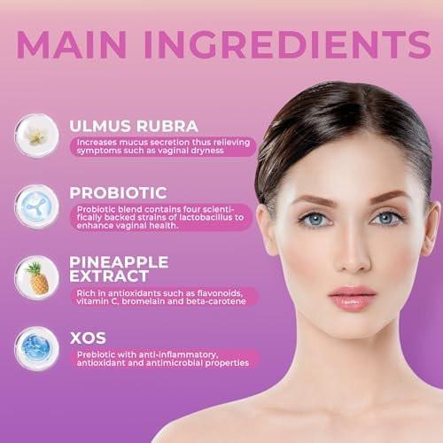 BAKAKOUL Feminin Probiotika Gummis für Frauen – Vaginale Probiotika mit Ulme, Präbiotika & Probiotika unterstützt pH-Gleichgewicht, Immunsystem, vegan, ohne Gentechnik, Ananasgeschmack, 60 Gummis 1 Packung