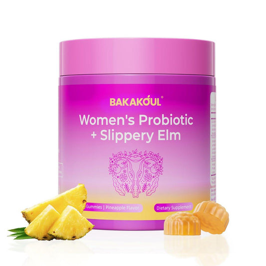 BAKAKOUL Feminin Probiotika Gummis für Frauen – Vaginale Probiotika mit Ulme, Präbiotika & Probiotika unterstützt pH-Gleichgewicht, Immunsystem, vegan, ohne Gentechnik, Ananasgeschmack, 60 Gummis 1 Packung