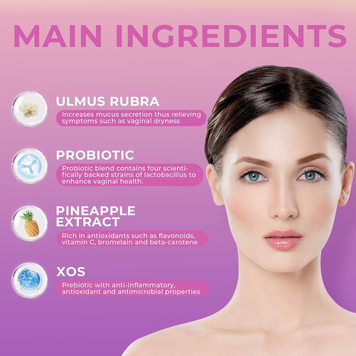 BAKAKOUL Feminin Probiotika Gummis für Frauen – Vaginale Probiotika mit Ulme, Präbiotika & Probiotika unterstützt pH-Gleichgewicht, Immunsystem, vegan, ohne Gentechnik, Ananasgeschmack, 60 Gummis 1 Packung