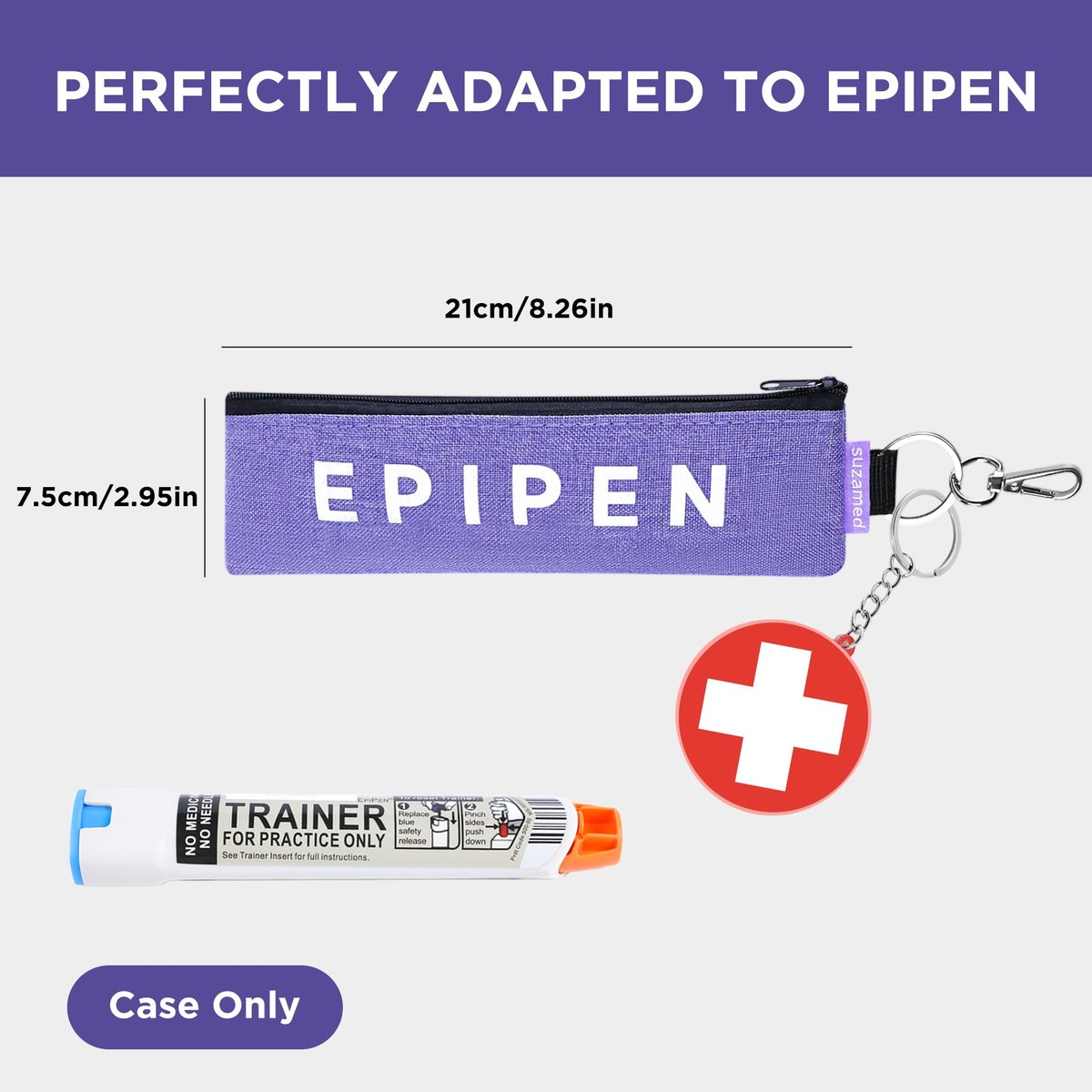 Tragbare EpiPen-Aufbewahrungstasche, isolierte Notfall-Medizintasche, für 1 EpiPen, Asthma-Inhalator, Auvi-Q, Allergiemedikamente, Reise-EpiPen-Halter für Erwachsene und Kinder (Lila)