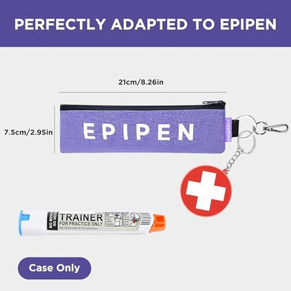 Tragbare EpiPen-Aufbewahrungstasche, isolierte Notfall-Medizintasche, für 1 EpiPen, Asthma-Inhalator, Auvi-Q, Allergiemedikamente, Reise-EpiPen-Halter für Erwachsene und Kinder (Lila)