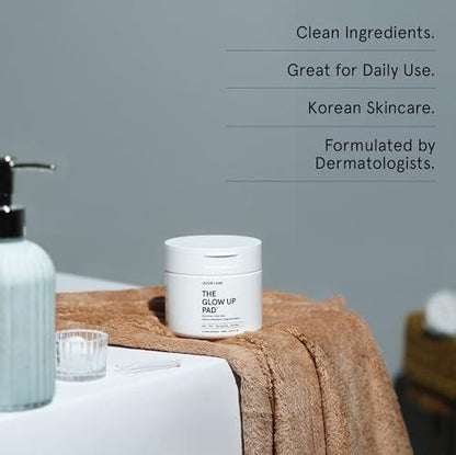 THE GLOW UP Centella AHA PHA Niacinamide Aufhellendes Gesichtswasser-Pads für Männer & Frauen - 60 Bambus-Pads