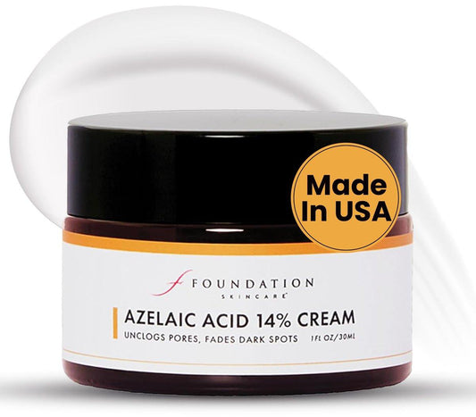 Foundation Skincare Azelainsäure Gesichtscreme 14% (1 Fl Oz) – Dermatologen-Formel für unebene und zu Unreinheiten neigende Haut, unterstützt einen ausgeglichenen Teint & glatte Textur für Männer & Frauen