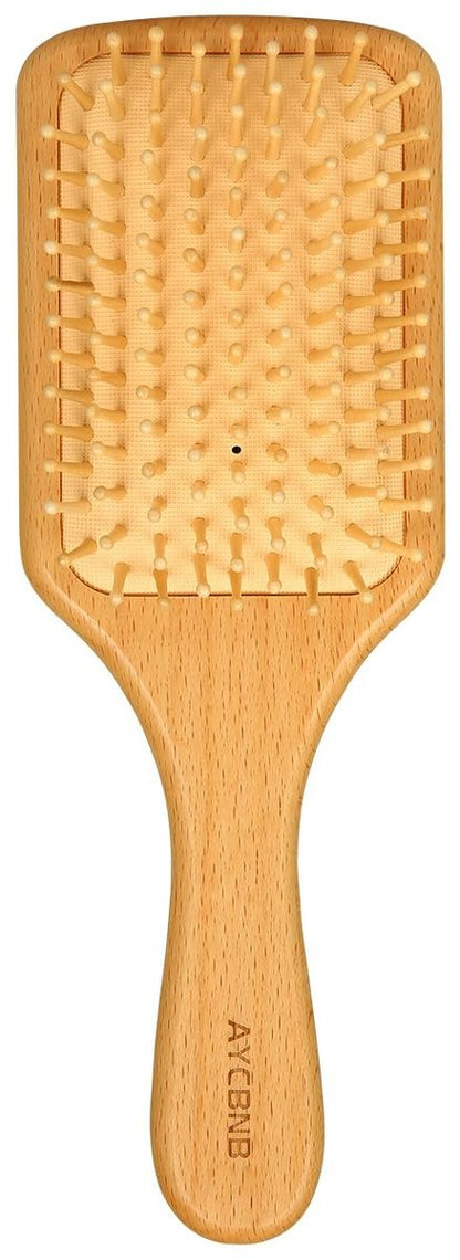 Haarbürste aus Naturholz mit runden Borsten – Für dickes, lockiges, feines, langes, kurzes, nasses oder trockenes Haar – Glanz und Geschmeidigkeit – Paddle-Bürste für Damen, Herren und Kinder