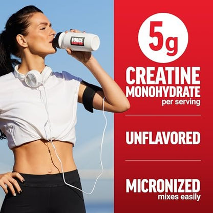 Force Factor Creatin-Monohydrat mikronisiertes Pulver 500g, 5g Dosis zur Unterstützung von Muskelwachstum, Kraft, Erholung, kognitiver Gesundheit & Gedächtnis, ungesüßt, 100 Portionen, 17,6 Unzen
