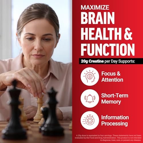 Force Factor Creatin-Monohydrat mikronisiertes Pulver 500g, 5g Dosis zur Unterstützung von Muskelwachstum, Kraft, Erholung, kognitiver Gesundheit & Gedächtnis, ungesüßt, 100 Portionen, 17,6 Unzen