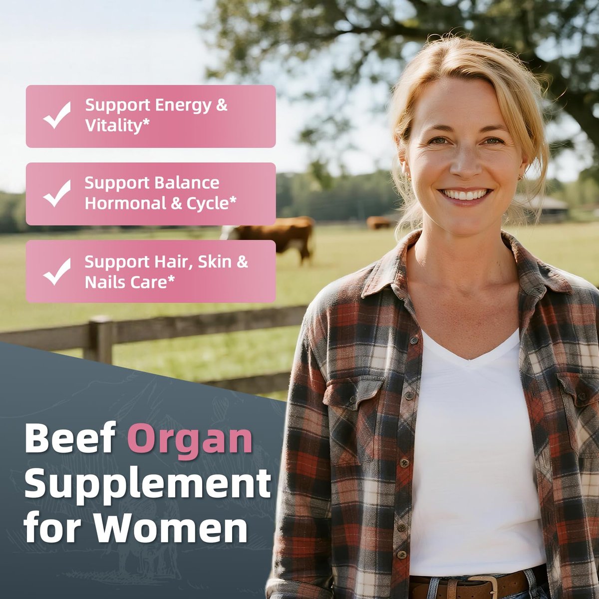 Alliwise Rindfleisch-Organpräparat für Frauen – Unterstützt weiblichen Hormonhaushalt, Energie und allgemeines Wohlbefinden, 100% grasgefütterte Rinderorgane: Leber, Gebärmutter*, Herz und 3 weitere, (2 Kapseln täglich)