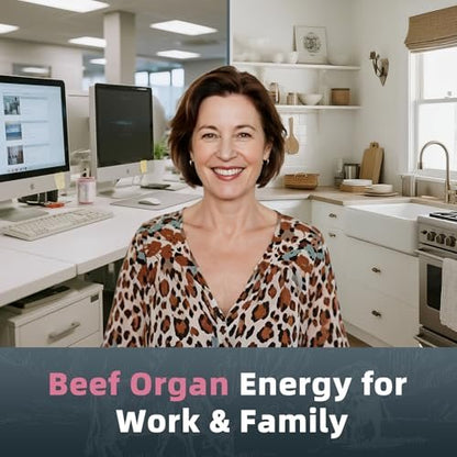 Alliwise Rindfleisch-Organpräparat für Frauen – Unterstützt weiblichen Hormonhaushalt, Energie und allgemeines Wohlbefinden, 100% grasgefütterte Rinderorgane: Leber, Gebärmutter*, Herz und 3 weitere, (2 Kapseln täglich)