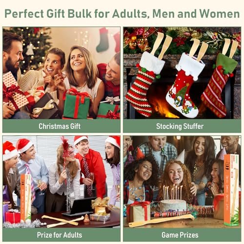 NICEMOVIC 4er-Pack Bambus-Rückenkratzer für Männer, Frauen, Erwachsene, Senioren – 16,5 Zoll langer Holz-Rückenkratzer, ideales Vatertagsgeschenk, Weihnachtsgeschenk