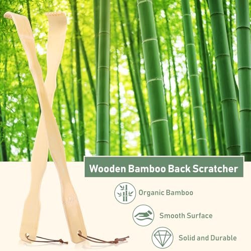 NICEMOVIC 4er-Pack Bambus-Rückenkratzer für Männer, Frauen, Erwachsene, Senioren – 16,5 Zoll langer Holz-Rückenkratzer, ideales Vatertagsgeschenk, Weihnachtsgeschenk