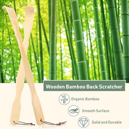 NICEMOVIC 4er-Pack Bambus-Rückenkratzer für Männer, Frauen, Erwachsene, Senioren – 16,5 Zoll langer Holz-Rückenkratzer, ideales Vatertagsgeschenk, Weihnachtsgeschenk