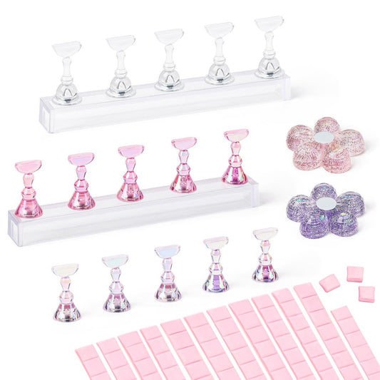 AIMEILI Nagelständer für Press-On-Nägel – Acryl-Nagelhalter zum Bemalen mit wiederverwendbarem Klebepaste, Geschenkbox für DIY-Nagelkunst, Anfänger & Profis