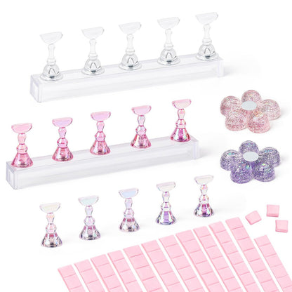 AIMEILI Nagelständer für Press-On-Nägel – Acryl-Nagelhalter zum Bemalen mit wiederverwendbarem Klebepaste, Geschenkbox für DIY-Nagelkunst, Anfänger & Profis