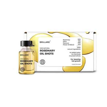 BRILLARE 20% Rosmarinöl Shots für schnelles Haarwachstum | Verbessert die Haardichte | Kontrolliert Haarausfall & pflegt die Kopfhaut | 100% natürliche, nicht fettende Haaröl Shots für Männer & Frauen