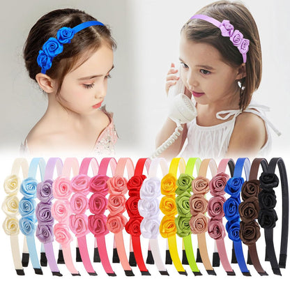XIMA Stoffblumen-Stirnbänder für Kleinkinder-Mädchen, Mehrfarbige Blumen-Haarschmuck für Kinder, 16er-Pack