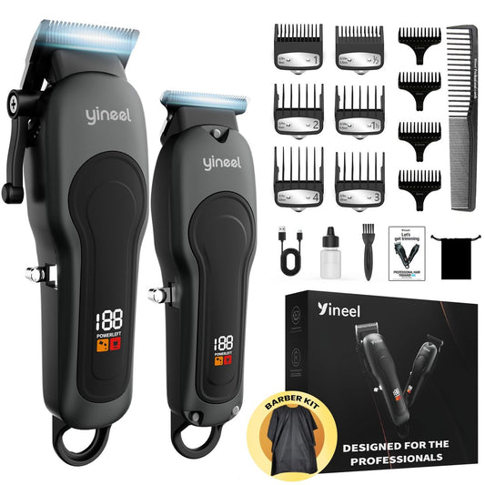 Yineel Haarschneider für Männer, Professioneller kabelloser Haarschneider- und Trimmer-Set, Super leise, Haarschneide-Kit mit LED-Anzeige, Geschenk für Männer, Frauen, Friseur, Kind